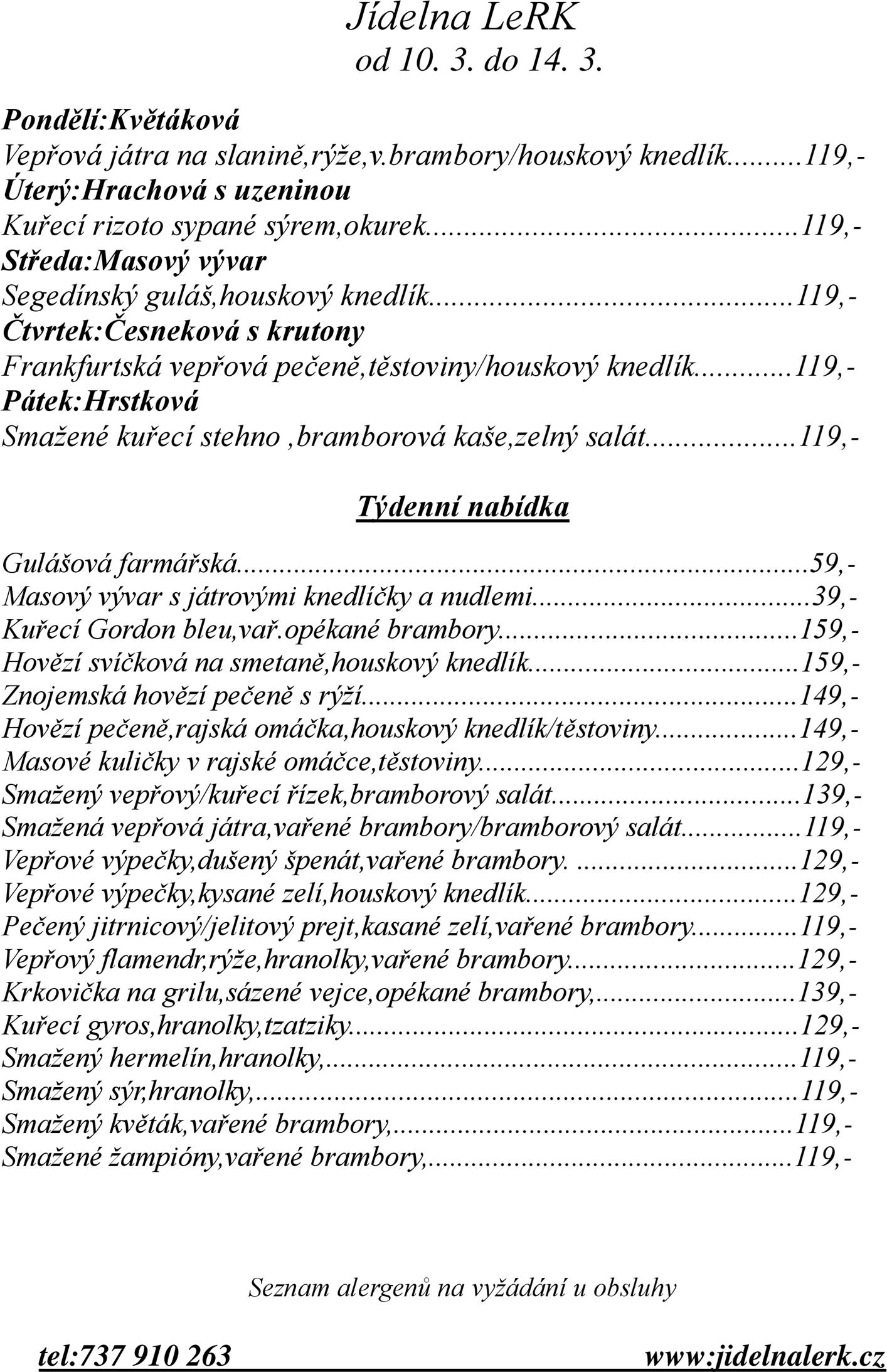 Týdenní menu