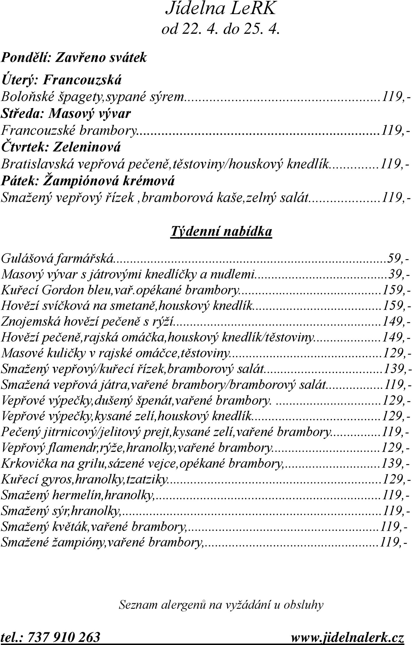 Týdenní menu