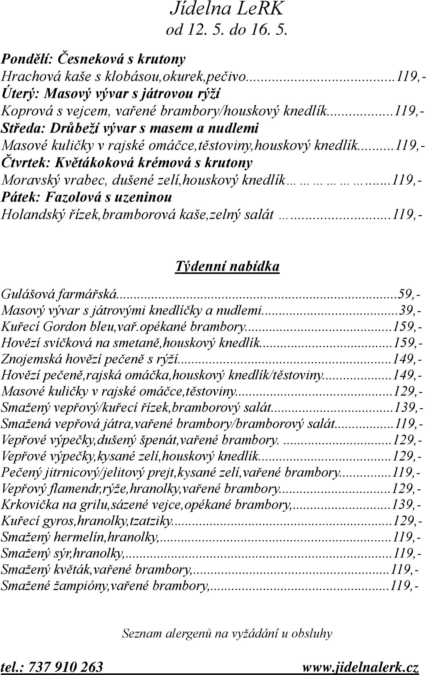Týdenní menu