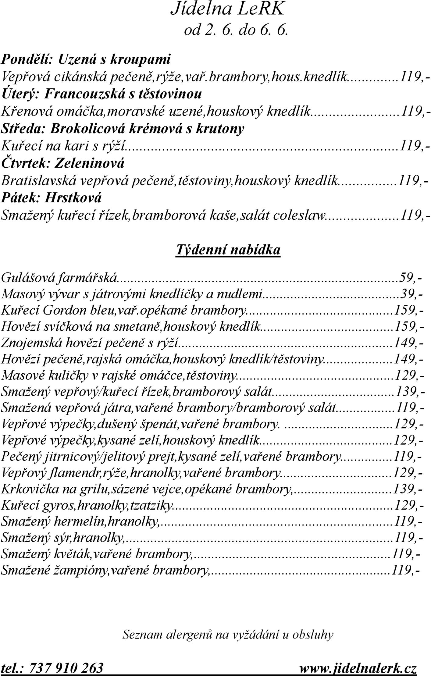 Týdenní menu